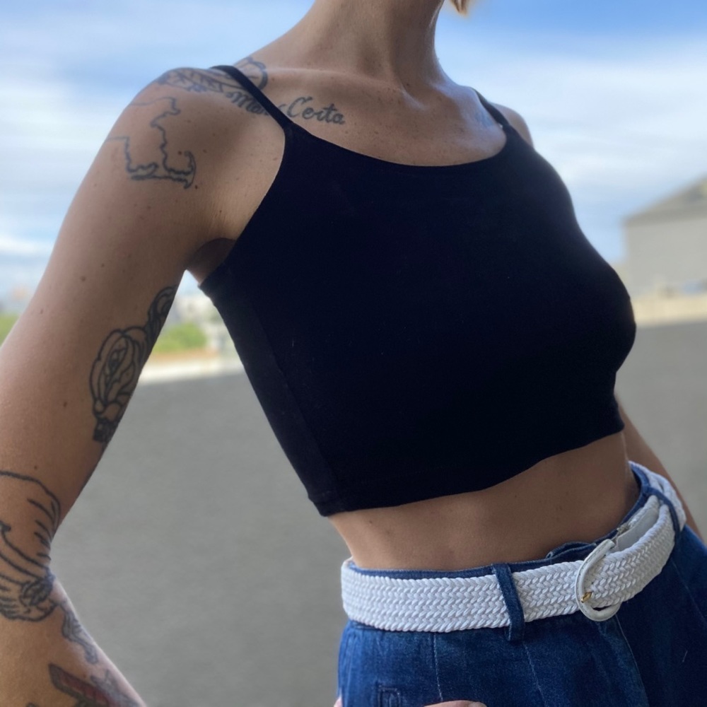 Vintage 90’s black velvet crop top camisole